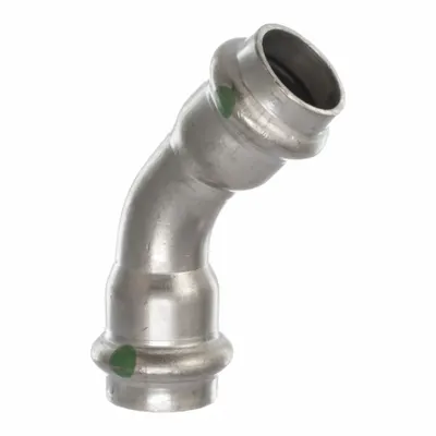 VIEGA PROPRESS 45° Press Elbow, 1/2 in CTS x 1/2 in CTS, Press-fit x Press-fit - Potable Water Stainless Steel Press Tube Fittings