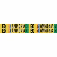 Ammonia adhesive pipe marker for identifying EQ (Evaporator/Equalizer) piping in industrial refrigeration systems. Designed for LIQ/VAP (liquid/vapor) lines at Low IIAR pressure level. Fits pipe outer diameter from 3/4 to 2-3/8 inches. Supplied as a set of 4 markers without directional arrows