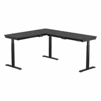 Electric adjustable-height desk with a black wood laminate top. Overall width 60 in, depth 72 in, maximum desktop height 45 1/2 in. Suitable for sit-stand workstations in offices, control rooms, and technical environments