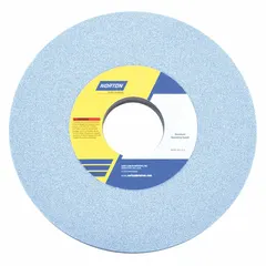 Type 1 straight grinding wheel, 12 in diameter, 1 in thickness, 3 in arbor hole. Specification 5SG46-JVS with J hardness. Designed for cool cutting on all metals, suitable for surface grinding, deburring, and weld removal on steel, stainless steel, and alloys.