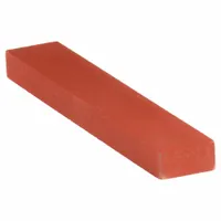 Rubber-bond finishing stick for die polishing, deburring, and surface finishing in tool and die shops, mold making, and metalworking. Type 57A120-B2RR with Hardness Grade B. Dimensions: 6" length, 1" width, 1/2" height