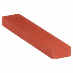 Rubber-bond finishing stick for die polishing, deburring, and surface finishing in tool and die shops, mold making, and metalworking. Type 57A120-B2RR with Hardness Grade B. Dimensions: 6" length, 1" width, 1/2" height.