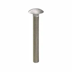 This 316 stainless steel square neck carriage bolt measures 4 1/2 inches in length with a 1/2"-13 thread size and plain finish. The square neck prevents rotation during tightening, making it suitable for fastening metal to wood or metal in corrosive environments such as marine, chemical, and outdoor applications.