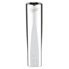This 3/8 in drive, 7/16 in socket size, 6-point deep socket is designed for accessing recessed or hard-to-reach fasteners. The chrome finish provides corrosion resistance, and the anti-roll feature prevents the socket from rolling on flat surfaces.