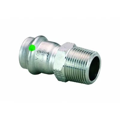 VIEGA PROPRESS Straight Adapter Fitting: 1/2 in CTS x 3/4 in Pipe Size - Potable Water Stainless Steel Press Tube Fittings