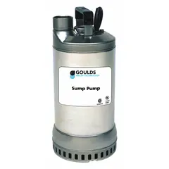 This submersible dewatering pump from GOULDS is rated for continuous duty and handles solids up to 3/8 in. diameter. It features a 304 stainless steel impeller and a silicon carbide shaft seal. Suitable for removing water from flooded areas, construction sites, and basements.