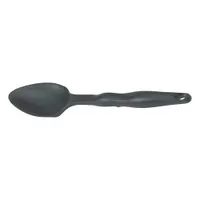 This serving spoon is made of black nylon and is NSF Certified for sanitary use in commercial foodservice environments. With a 13 1/4 in overall length, it is suited for portioning and serving tasks in commercial kitchens, cafeterias, and similar operations