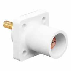 Male single pole receptacle rated for 400 A. Features straight taper nose mating and threaded stud termination for secure high-current connections. Suitable for industrial power distribution applications requiring a robust, high-ampacity receptacle.