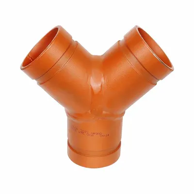 GRUVLOK Grooved Pipe Wye, 2 in x 2 in x 2 in, Carbon Steel, EPDM Seal - Grooved Pipe Fittings