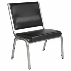 This antimicrobial waiting room chair features a Silver Vein frame and vinyl back, seat, and chair material. With an overall width of 26 1/2 inches and four casters/glides, it is suited for high-traffic areas such as lobbies and reception areas where easy cleaning and mobility are required.