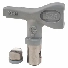 Airless spray gun tip with 0.029 in orifice size, designed for use with GRACO XTR series spray guns and compatible with model XHD001. Gray finish. Suitable for applying paints and coatings in industrial and commercial painting operations requiring controlled spray patterns.
