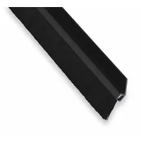 This metal leaf weatherstripping is 8 ft long, 1 3/16 in wide, and 1 3/16 in high. It has an aluminum flange and a nylon brush insert. It is used to seal gaps around doors in commercial and industrial settings to block drafts, dust, and pests