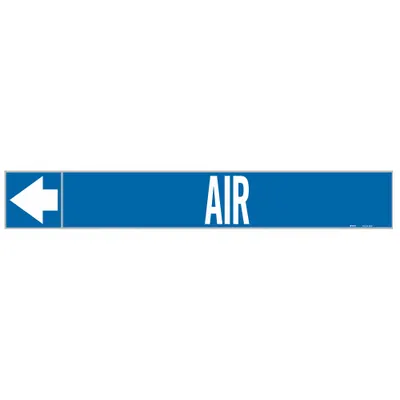 BRADY Pipe Marker: Air, Blue, White, Fits 1 1/2 to 2 in Pipe O.D., 25 Pipe Markers - Air Adhesive Pipe Markers on a Roll