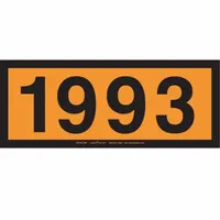 Vinyl placard preprinted with UN1993 for identifying hazardous materials during transport. Measures 6 5/16 in x 15 3/4 in with a 6 5/16 in label height. Sold in a 25-pack