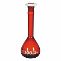 UNITED SCIENTIFIC SUPPLIES INC Glass Flasks: 100 mL, Amber, Round, A, +/-0.08 mL, Includes Closure (MPN FGAM100)