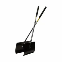 This landscaping grabber features a plastic blade with a curved smooth edge and a 15-1/2 inch blade width, mounted on a steel frame with a black finish. It is used for gathering leaves, grass clippings, and light yard debris during grounds maintenance and garden cleanup