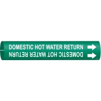 Pipe Marker: Domestic Hot Water Return, Green, White, Fits 2 1/2 to 3 7/8 in Pipe O.D., With Arrows (MPN 4317-C)