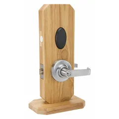 This electronic keyless lock provides proximity-based access control for commercial door applications. It features a chrome finish, clutch lever style, and Schlage C keyway for key override. The lock is ADA compliant, ensuring accessibility in facilities such as offices, hospitals, and industrial buildings.