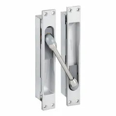 This steel electric power transfer unit is rated for 24V DC and 1 A current, with an overall length of 1 1/2 in. It is used to transfer power and signals across a door hinge for door alarms, electric strikes, or magnetic locks in commercial security and access control systems.