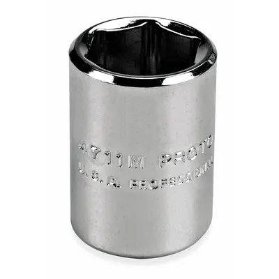 PROTO Socket: Metric, 1/4 in Drive Size, 7 mm Socket Size, 6-Point, Std, Chrome - 1/4" Drive Hand Sockets