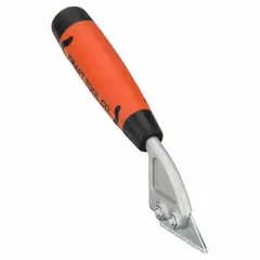 This grout saw is used for removing and cleaning grout lines during tile installation or renovation. It includes two grout blades and features a soft grip handle for user comfort.