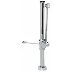 This retrofit kit replaces the flush valve assembly on bedpan washers. It includes a flange for installation. Used in healthcare settings to maintain sanitary conditions.