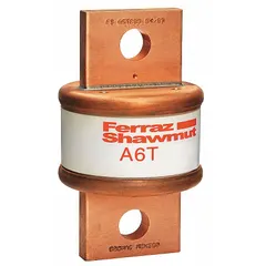 The MERSEN A6T700 is a Class T fast-acting bolt-on fuse rated for 700 A at 600 V AC and 300 V DC. It is non-indicating and designed for overcurrent protection in high-current branch circuits, panelboards, and switchgear requiring fast short-circuit interruption.