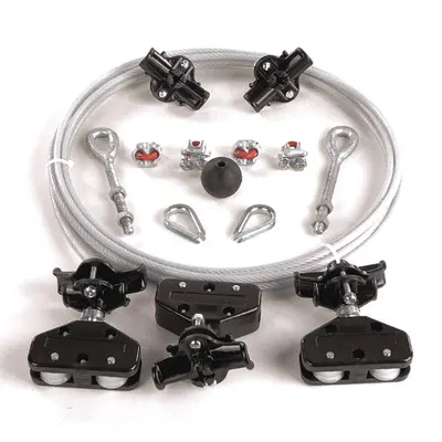Dayton Festoon System Kit: Wire Rope, 20 ft – 20 ft, 32 ft Min Cable/Hose Required - Wire Rope Festoon Kits