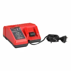 The MILWAUKEE C18C is a single-port battery charger designed for 18V DC MILWAUKEE batteries. It operates on a 220V AC input and charges one battery at a time. Suitable for construction, maintenance, and industrial applications requiring reliable charging from a standard power source.