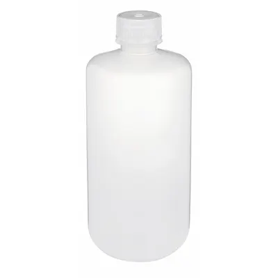 GLOBE SCIENTIFIC Sampling Bottle: Polypropylene, 16.9 fl oz, 500 mL, Natural - Polypropylene Narrow Mouth Round Lab Bottles