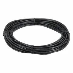 Metric polyurethane tubing with 4 mm inner diameter and 6 mm outer diameter, supplied in a 100 ft length. Black color, Shore A 90 to 95 hardness, rated for maximum operating pressure of 170 psi at 180°F. Suitable for pneumatic and fluid transfer applications in industrial automation and machine building.