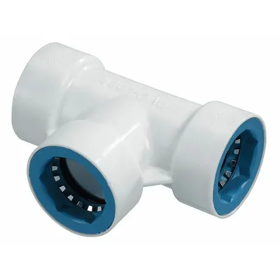 HYDRORAIN Tee: 3/4" Push x 3/4" Push x 3/4" Push, ABS Plastic - Irrigation Tee Fittings