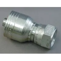Straight hydraulic hose fitting with a female metric M36-2 thread on one end and a crimp connection for -16 dash size hose on the other. Steel construction. Used in fluid power systems to connect metric-threaded ports to hydraulic hoses