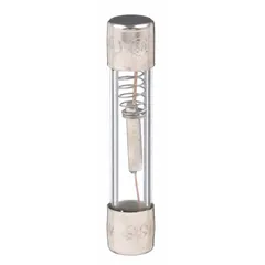 Time-delay cylindrical fuse rated 2.5 A at 250 V AC, with a physical size of 1/4 in x 1 1/4 in. Designed to tolerate temporary inrush currents, it is used in circuits such as motors, transformers, and lighting ballasts where nuisance opening must be avoided.