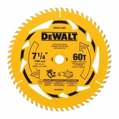 This 10-pack of 7-1/4 in diameter wood-cutting circular saw blades features 60 teeth with a 0.08 in kerf and 5/8 in arbor. Designed for cutting wood materials, the 60-tooth configuration produces smooth, clean cuts suitable for framing, trim work, and general carpentry tasks.