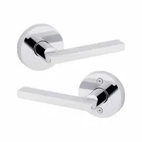 This storeroom lever lockset is designed for interior doors requiring keyed entry from outside and free egress from inside. It features a bright chromium-plated zinc finish and a rose style trim. The ANSI F75 hall function allows keyed locking from the exterior while the interior lever always remains free for egress. ADA compliant lever meets accessibility standards