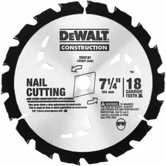 Circular saw blade designed for cutting nail-embedded wood. Features 18 teeth, 0.07 in cut width, and 5/8 in arbor size. Suitable for demolition and renovation work where nails or embedded metal are present in lumber. Sold in a 10-pack.