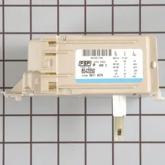 OEM washer timer that controls cycle sequencing and timing in compatible washing machines and dryers. Manages the duration of wash, rinse, and spin cycles to restore proper appliance function.