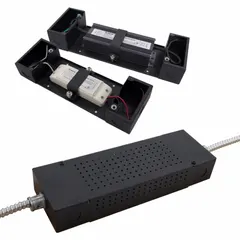 Color-changing decoder with integrated power supply delivering 96W at 24V DC from 100-277V AC input. Includes NEMA 3 junction box and is rated for wet locations. Used to control RGB or RGBW LED tape lights in architectural and landscape lighting systems.