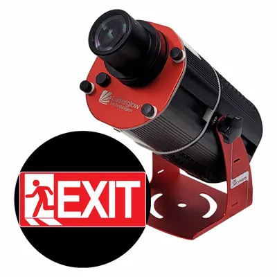 LASERGLOW TECHNOLOGIES LED Projector with Image Disk, Exit, Red/White, 80 W - LED Projectors with Image Disks