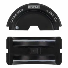 This U-die set is designed for use with the DEWALT DCE310 crimper. It accommodates #4 AWG copper conductors for crimping applications. The die set enables precise termination of copper cable in electrical installations.