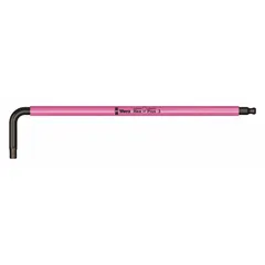 L-shaped hex key with a 3 mm metric tip size and a long design for extended reach. Made from alloy steel with a black oxide finish. Handle length is 4 7/8 inches. Suitable for tightening or loosening hex socket screws in confined spaces.