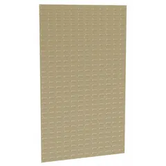 This wall-mount louvered panel provides a mounting surface for compatible bin systems in industrial storage applications. Measuring 61 in x 36 in x 5/16 in, it features a beige powder-coated finish and is designed for one-sided use. Suitable for organizing small parts, tools, or components in warehouses and workshops.