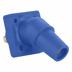 Female single pole receptacle with threaded stud terminations and angled taper nose mating configuration. Rated 600V AC/600V DC. Suitable for industrial power distribution systems requiring secure connections in panel-mount or junction-box applications.
