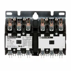 Three-pole reversing definite purpose contactor with 3NO main pole contact form. Rated 40 A, 110/120V AC coil, 600V AC maximum voltage. Suitable for controlling three-phase motors in hoist and crane applications requiring forward and reverse operation.
