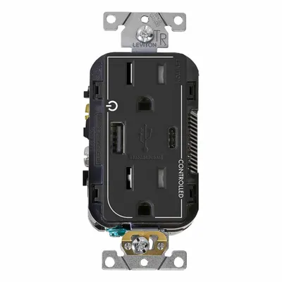LEVITON T5633-2E Weather-Resistant USB Receptacle - Weather-Resistant Receptacles with USB Chargers