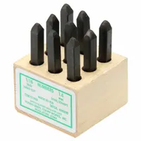 YOUNG BROS. STAMP WORKS Hand Stamp Kit: 0 thru 9 (6 doubles as 9), 1/16 in Character Ht, Steel, Wood (MPN 01092)