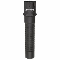 Rechargeable tactical flashlight with a tail switch, delivering 1000 lumens and a 2-hour run time at maximum brightness. Includes AC/DC cords with charger and rechargeable battery. Suitable for search, patrol, and emergency response in low-light environments.