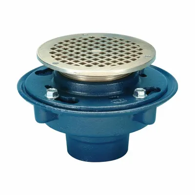 ZURN ZN415-4NH-6B-P No Hub Cast Iron Floor Drain, 4 in Pipe, 6 in Grate, Gray - General Purpose Floor Drains