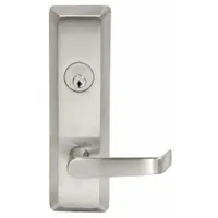 Stainless steel mechanical exit device trim with lever outside trim and lever exit device style. ADA compliant. Suitable for doors up to 48 inches wide in commercial applications requiring push-bar exit hardware